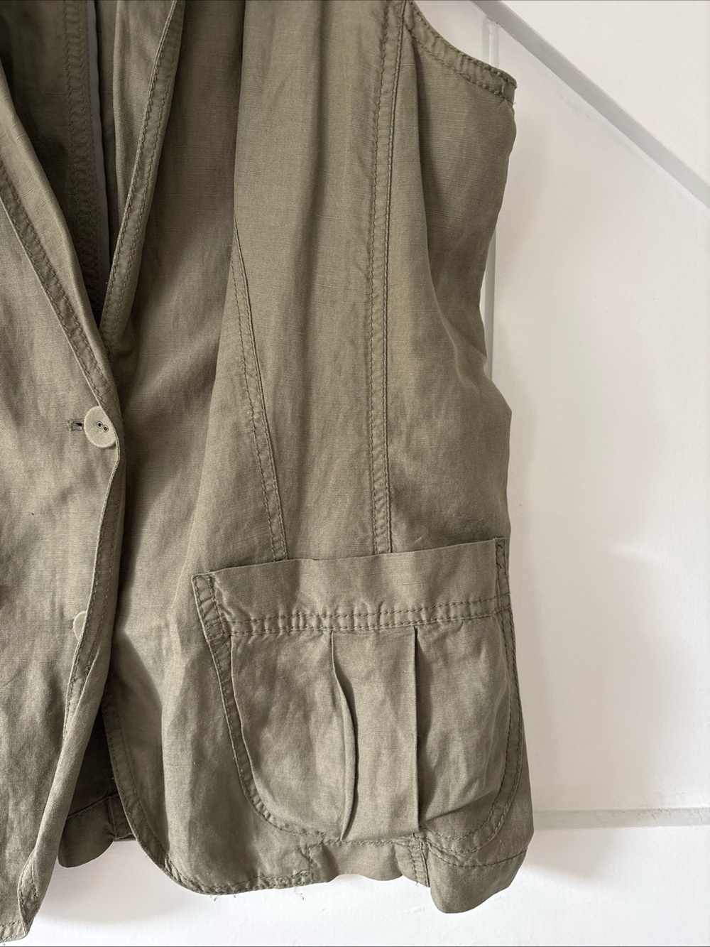 J. Jill Olive Green Utility Vest Silk Linen Blend Button Front Sleeveless Medium - Picture 4 of 11
